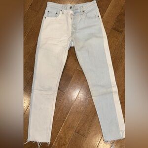 Levi 501 two-toned (white and light blue wash) skinny jean